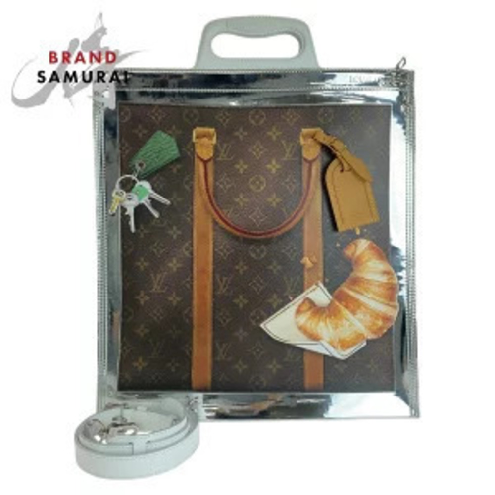 Louis Vuitton Monogram Freezer Sac Plat brown silver white enamel leather tote